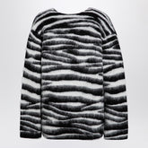 Marc Jacobs Zebra-Pattern Wool-Blend V-Neck Jumper Black