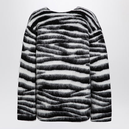 Marc Jacobs Zebra-Pattern Wool-Blend V-Neck Jumper Black