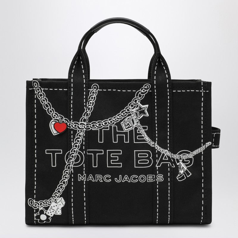 Marc Jacobs The Small Tote Chain-Embellished Canvas Bag Black