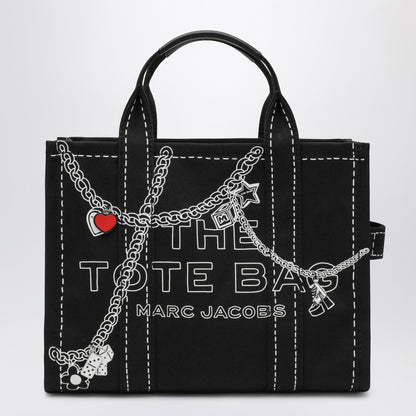 Marc Jacobs The Small Tote Chain-Embellished Canvas Bag Black