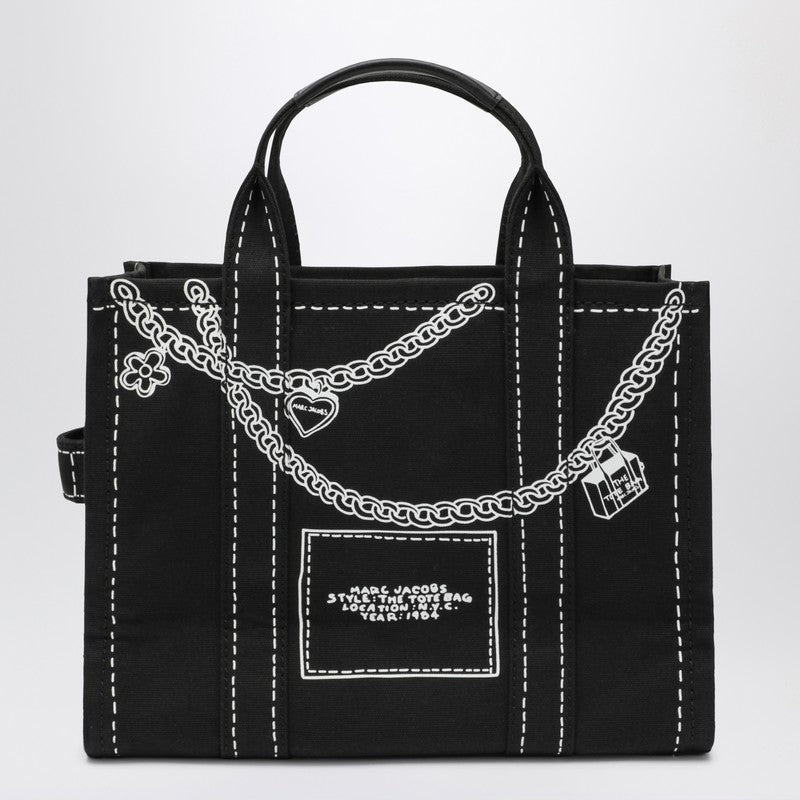 Marc Jacobs The Small Tote Chain-Embellished Canvas Bag Black
