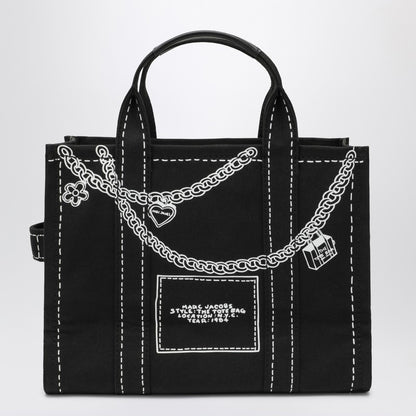 Marc Jacobs The Small Tote Chain-Embellished Canvas Bag Black