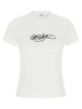 Off White Logo Embroidery T-shirt White
