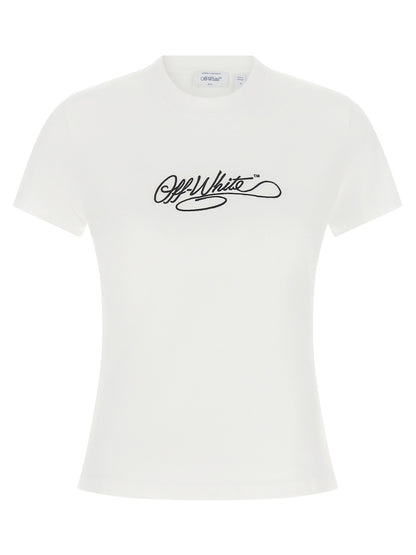 Off White Logo Embroidery T-shirt White