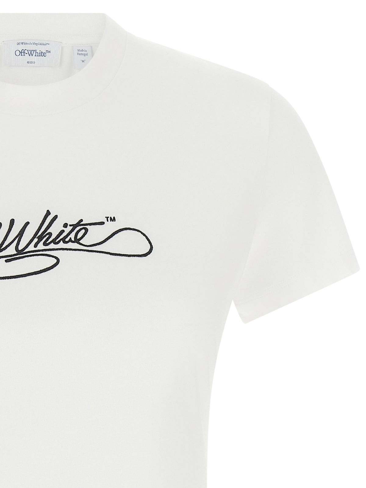 Off White Logo Embroidery T-shirt White