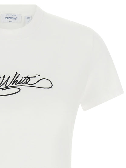 Off White Logo Embroidery T-shirt White