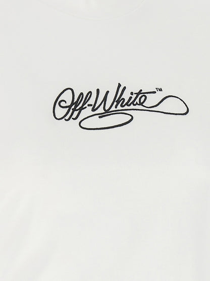 Off White Logo Embroidery T-shirt White