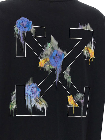 Off White Arrow Out Flower T-shirt Black