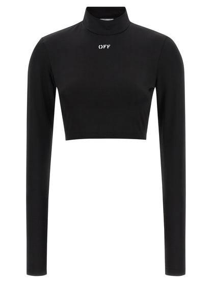 Off White Off Stamp Crop Top Black