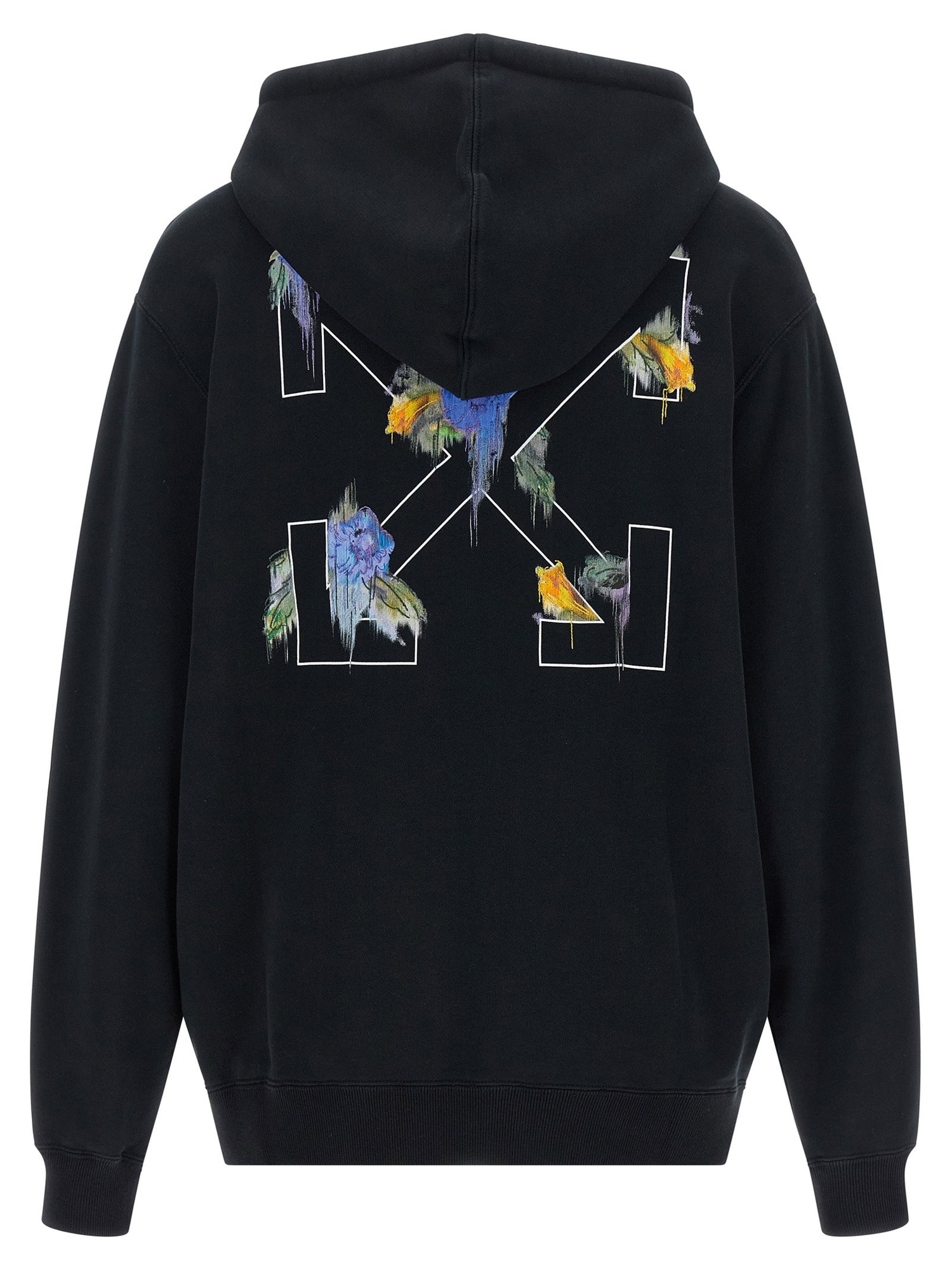Off White Arrow Out Flower Hoodie Black
