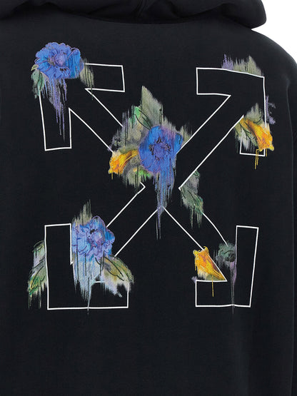 Off White Arrow Out Flower Hoodie Black