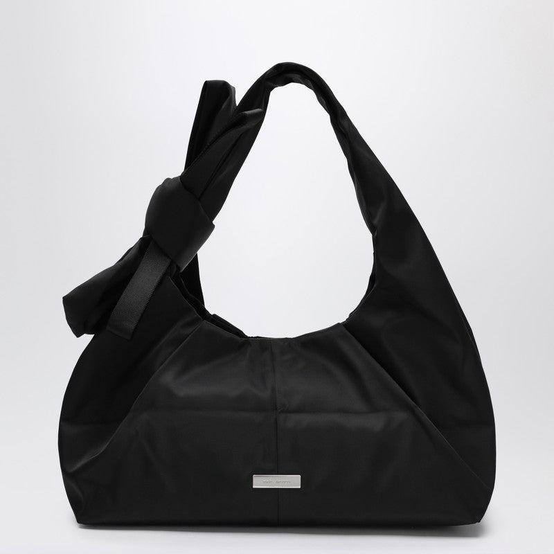 Marc Jacobs Black Nylon Bow-Detail Shoulder Bag Metal