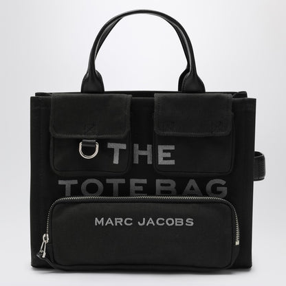 Marc Jacobs Black Canvas Medium Cargo Tote Bag Metal
