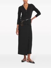 Tory Burch Fine Knit Wool-Silk V-Neck Cardigan Black