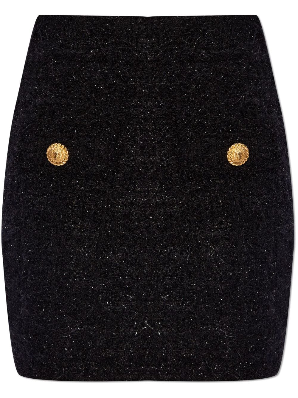 Balmain High-Waisted Bouclé Pencil Skirt Black