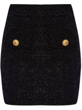 Balmain High-Waisted Bouclé Pencil Skirt Black