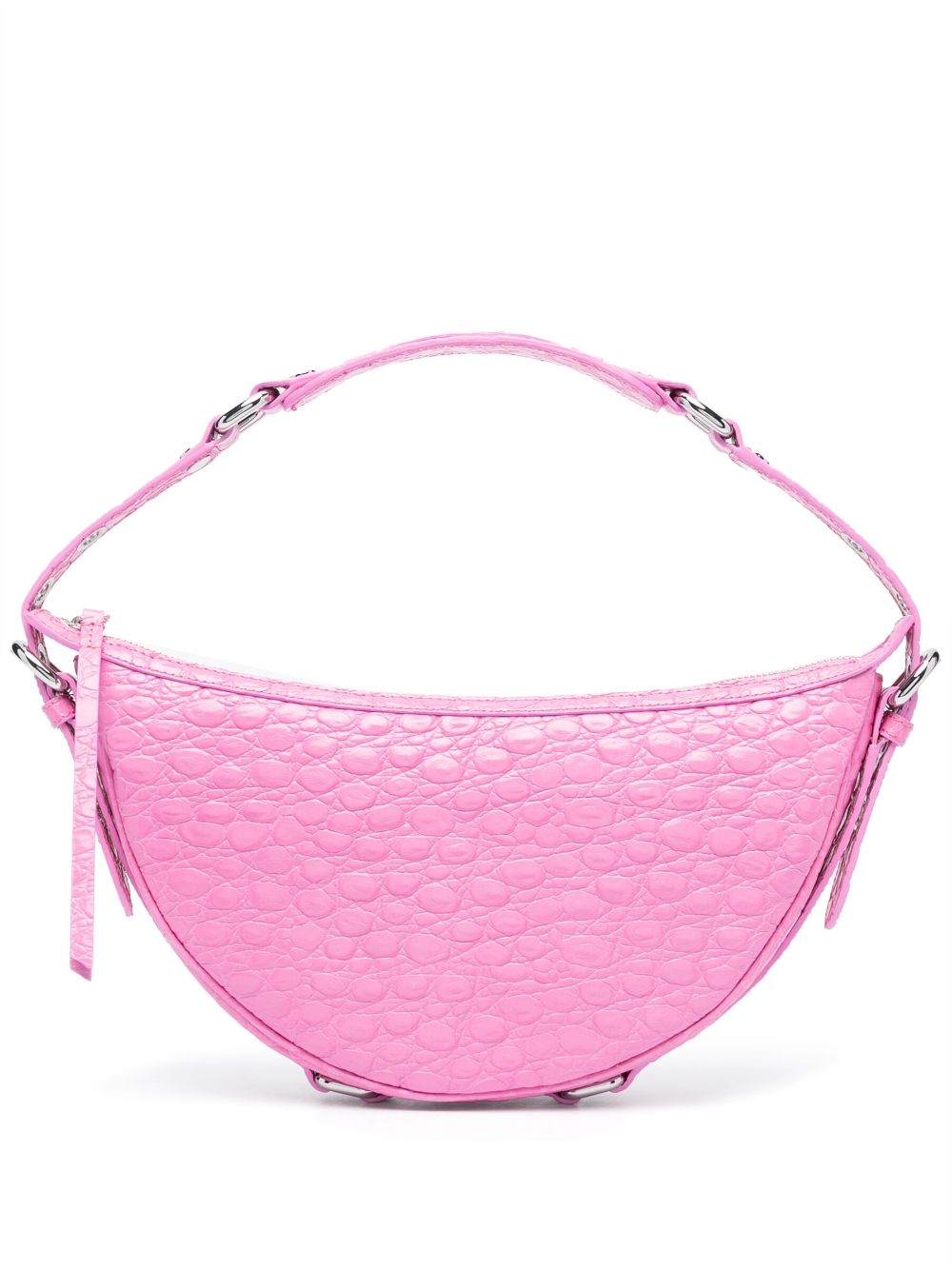 By Far Gib Embossed Crocodile-Effect Shoulder Bag Pink