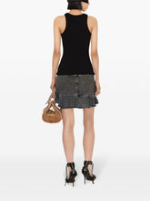Blumarine Ribbed Stretch-Cotton Rhinestone Embellished Sleeveless Top Black Black