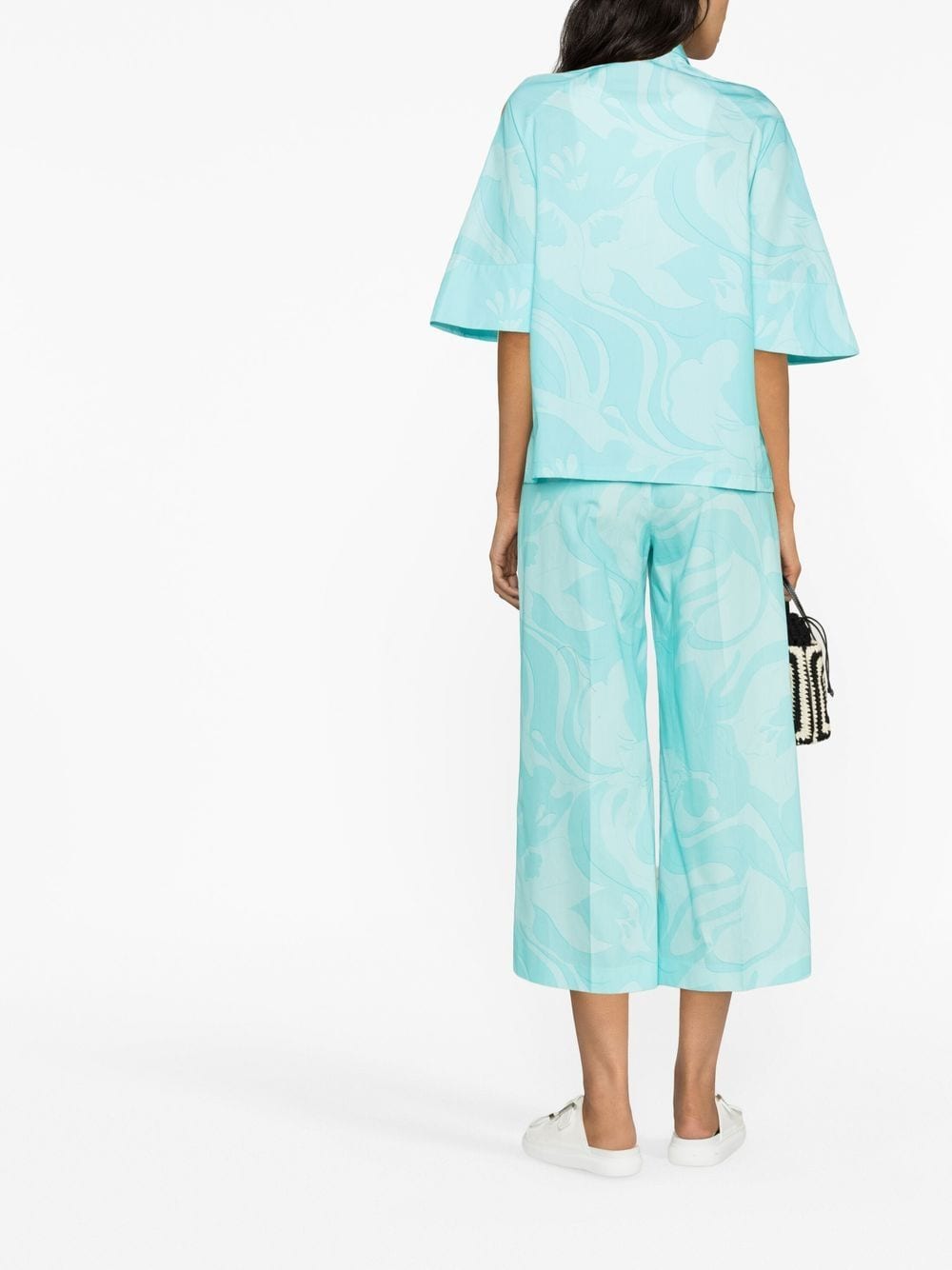 Etro Swirl-Print Cotton and Silk Shirt Clear Blue