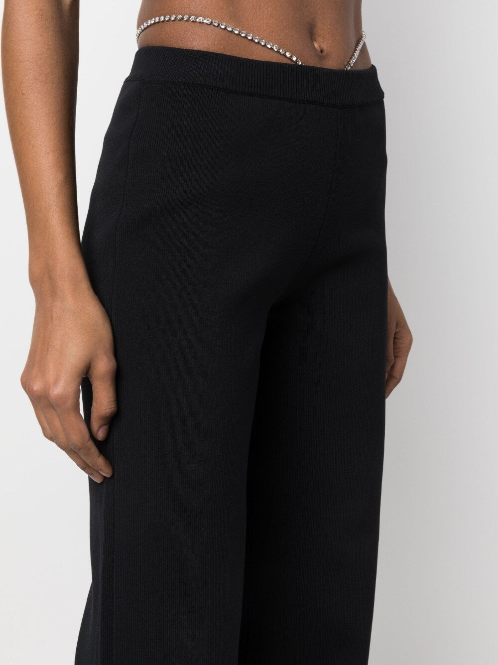 GCDS Crystal-Embellished Flared Trousers Black