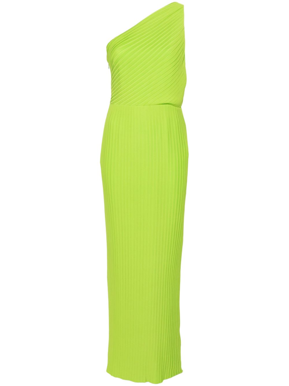 Solace London One-Shoulder Pleated Chiffon-Crepe Floor-Length Dress Green Green