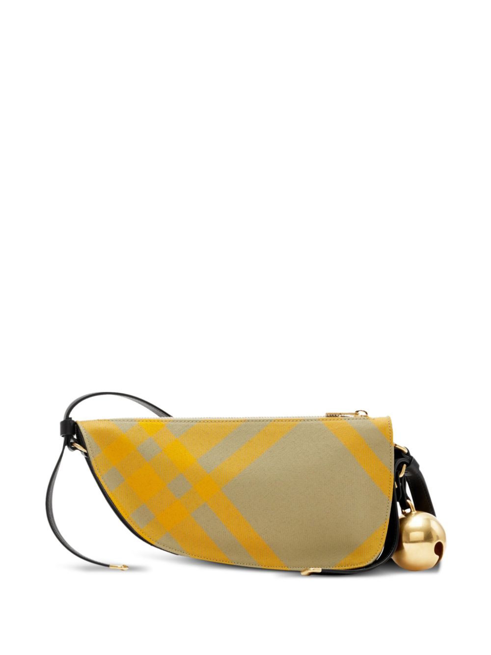 Burberry Sling Shield Check-Pattern Leather Shoulder Bag Beige