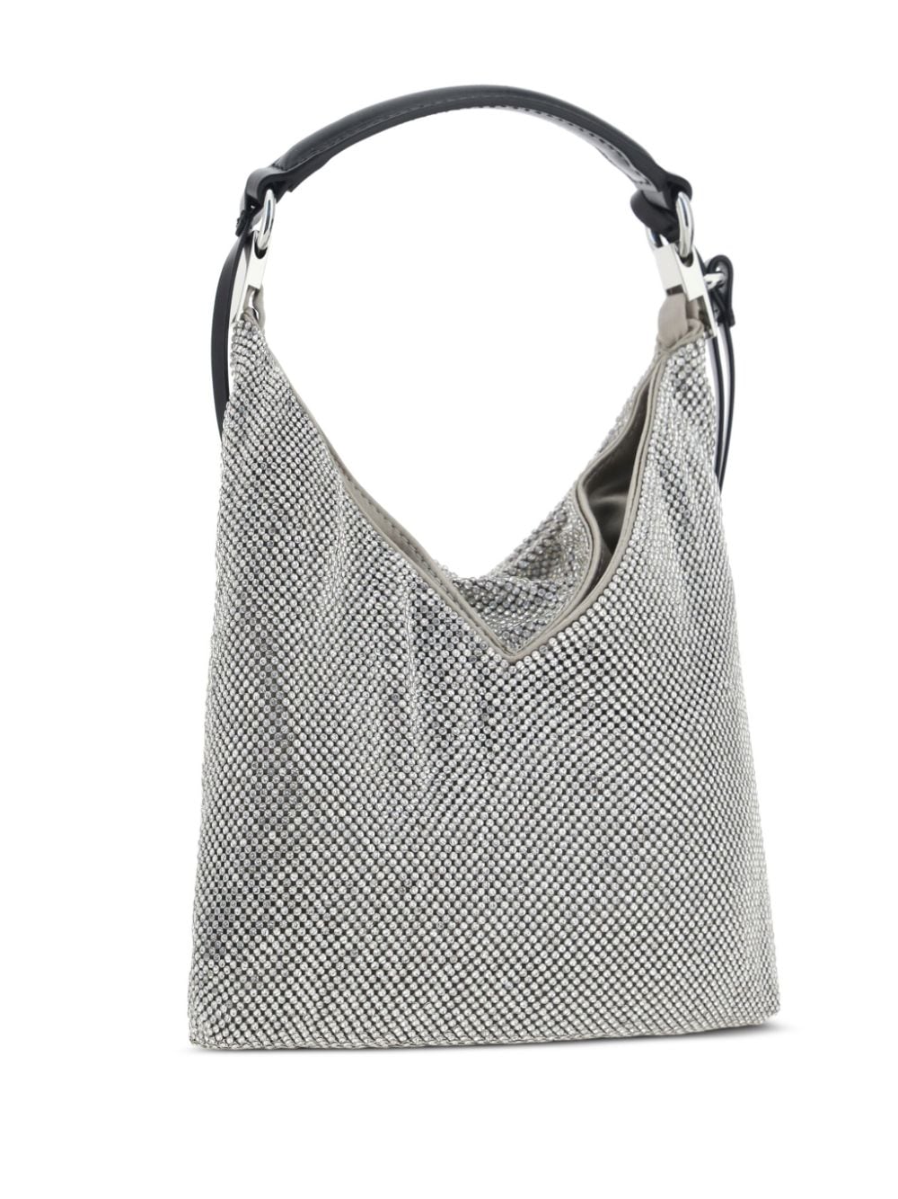 Benedetta Bruzziches Bella Ciao Silver Rhinestone-Embellished Draped Shoulder Bag Silver