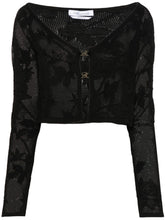 Blumarine Crochet-Knit Floral Cropped Sweater Black Black