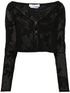 Blumarine Crochet-Knit Floral Cropped Sweater Black Black