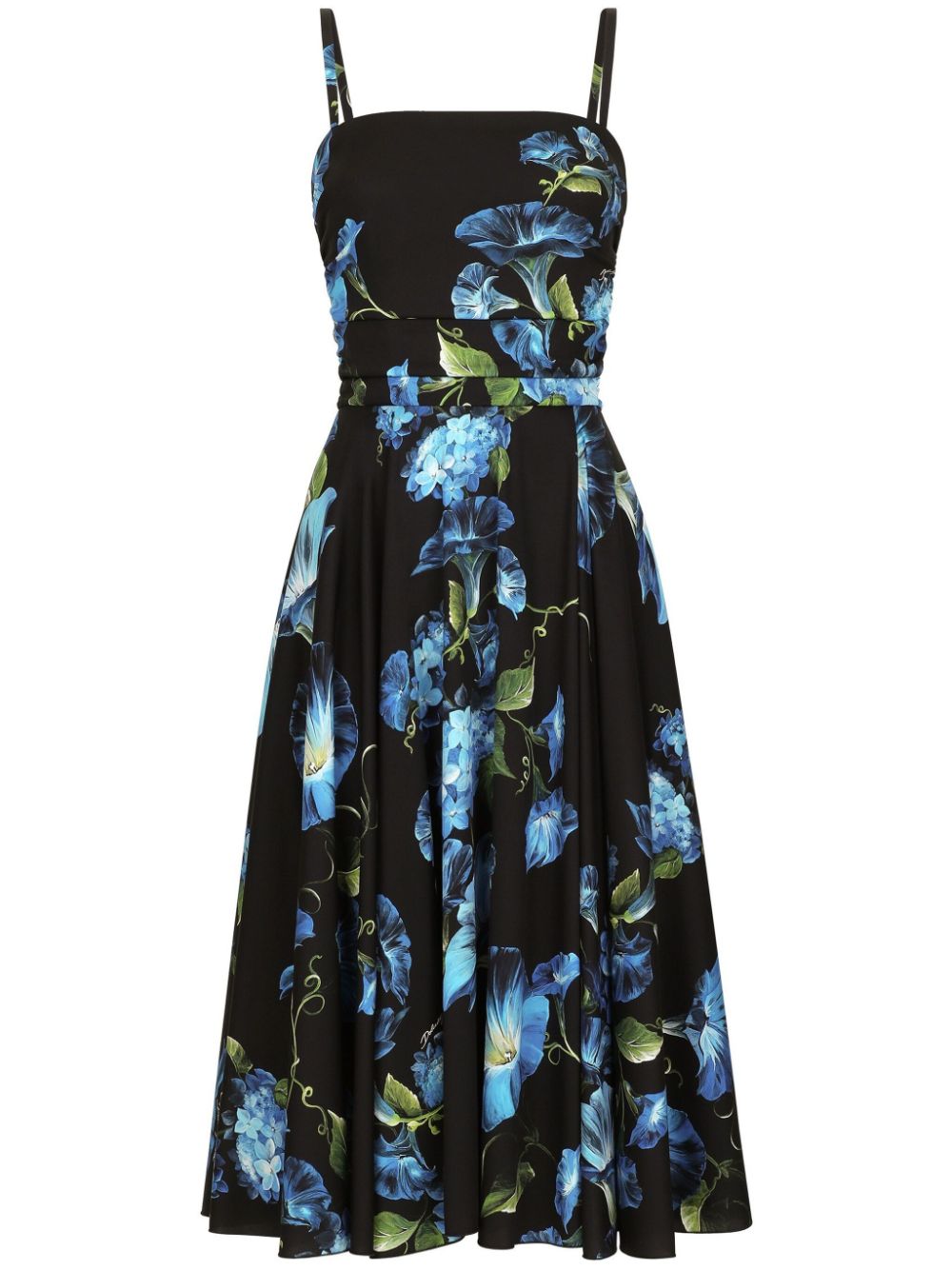 stretch-silk floral print midi dress