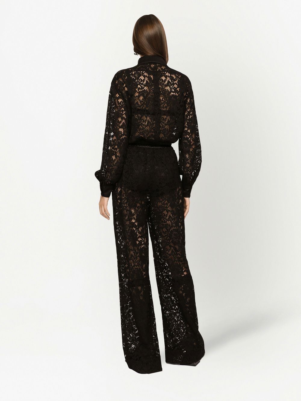 D&amp;G lace-trim long-sleeve jumpsuit