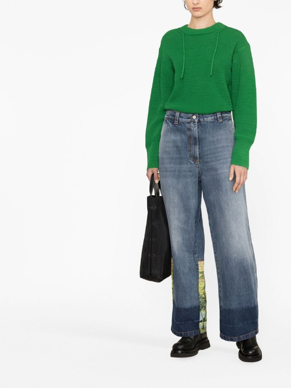 Palm Angels Sunrise Panelled Wide-Leg High-Waist Jeans Blue