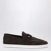 Christian Louboutin Chambeliboat Suede Loafers in Coffee Brown