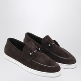 Christian Louboutin Chambeliboat Suede Loafers in Coffee Brown