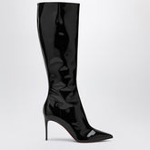 Christian Louboutin High Patent Leather Black Boots with Red Sole Black