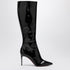 Christian Louboutin High Patent Leather Black Boots with Red Sole Black