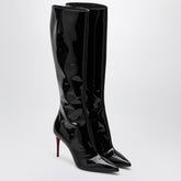 Christian Louboutin High Patent Leather Black Boots with Red Sole Black