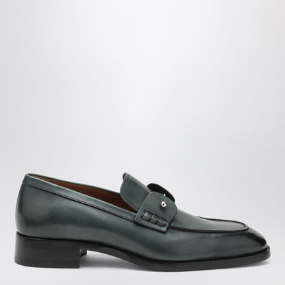 Christian Louboutin Chambelimoc tropical green leather loafers with metallic clamp detail Green