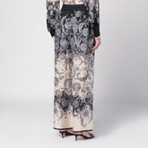 Zimmermann Cream Silk Wide-Leg Trousers with Fantasy Print Multicolor