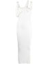 The Attico Asymmetric Ribbed-Knit Cotton Maxi Dress White white