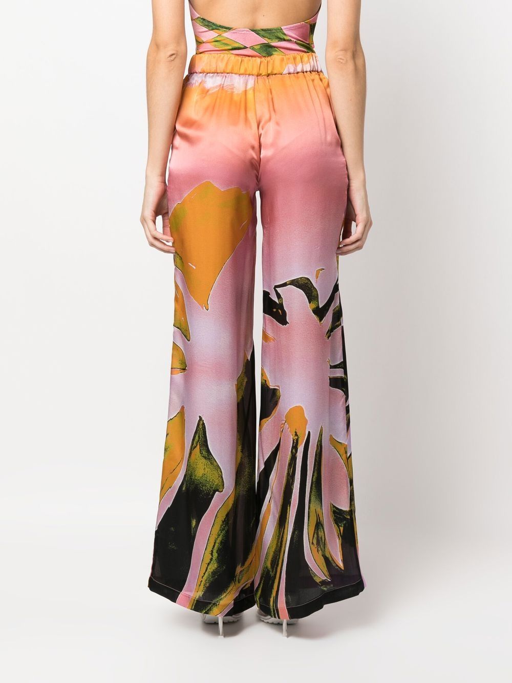 All-over graphic print silk trousers