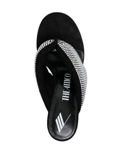The Attico Crystal-Embellished Leather High-Heel Sandals Silver