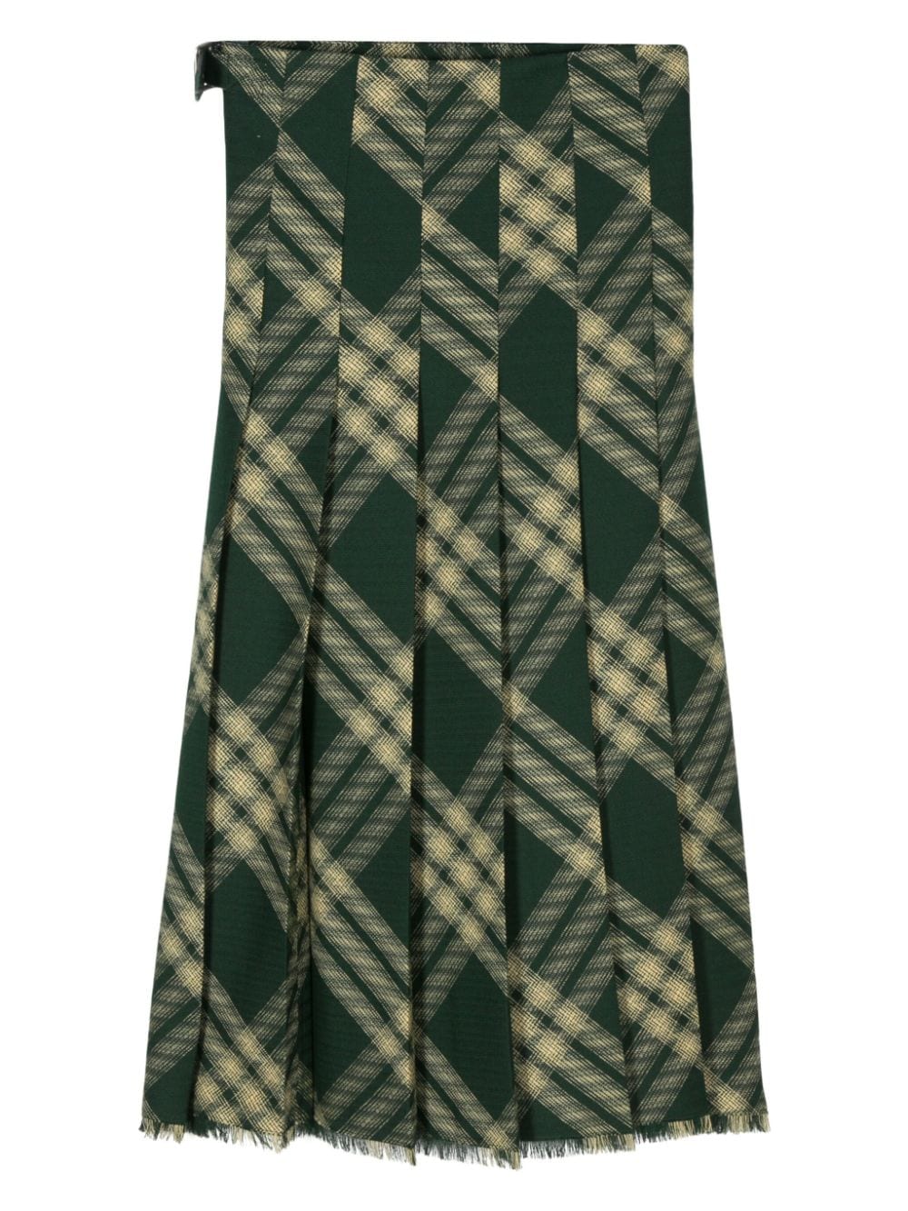 Burberry Pleated Wool Skirt in Forest Green