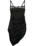 JACQUEMUS La Saudade Embroidered Satin Minidress Black