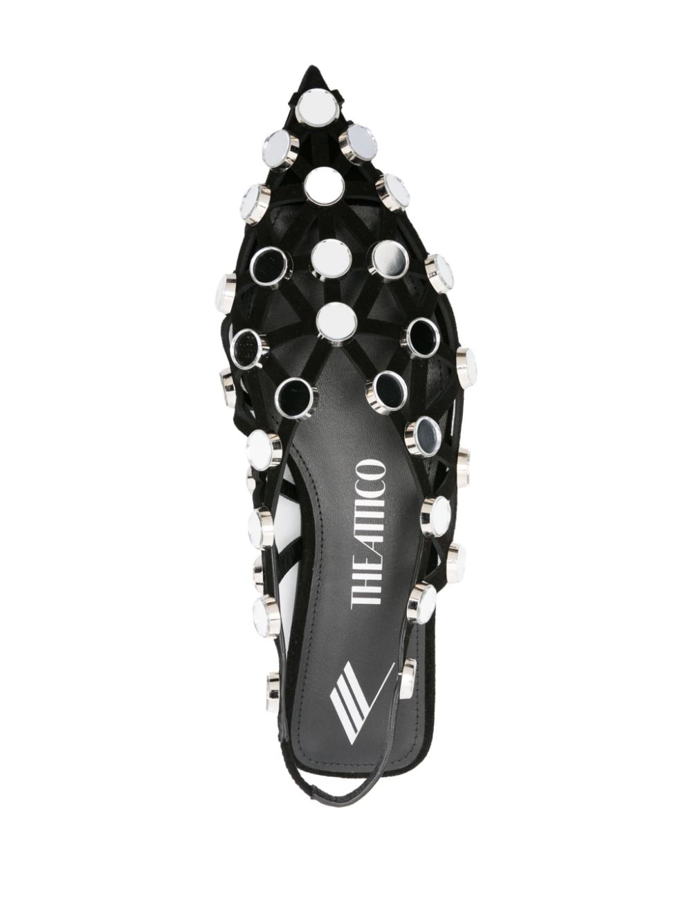 The Attico Rhinestone-Embellished Flat Slingback Black