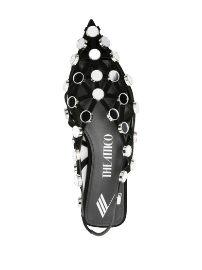 The Attico Rhinestone-Embellished Flat Slingback Black
