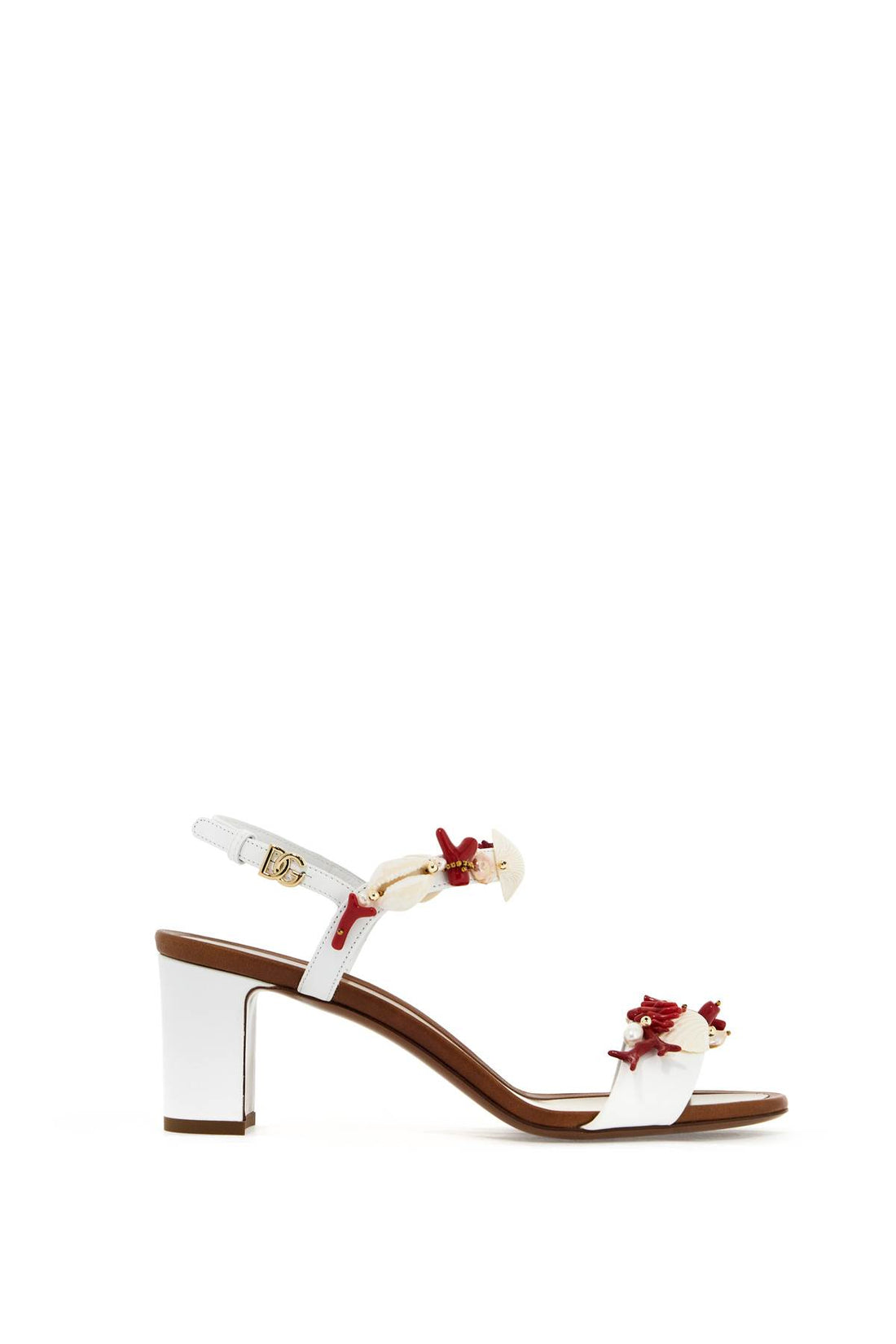 D&amp;G nappa sandals with coral embellishments