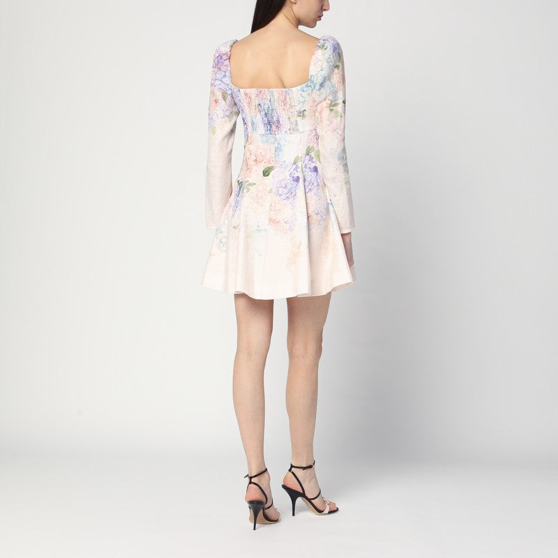 Zimmermann Dawning Floral Linen Mini Dress Multicolor