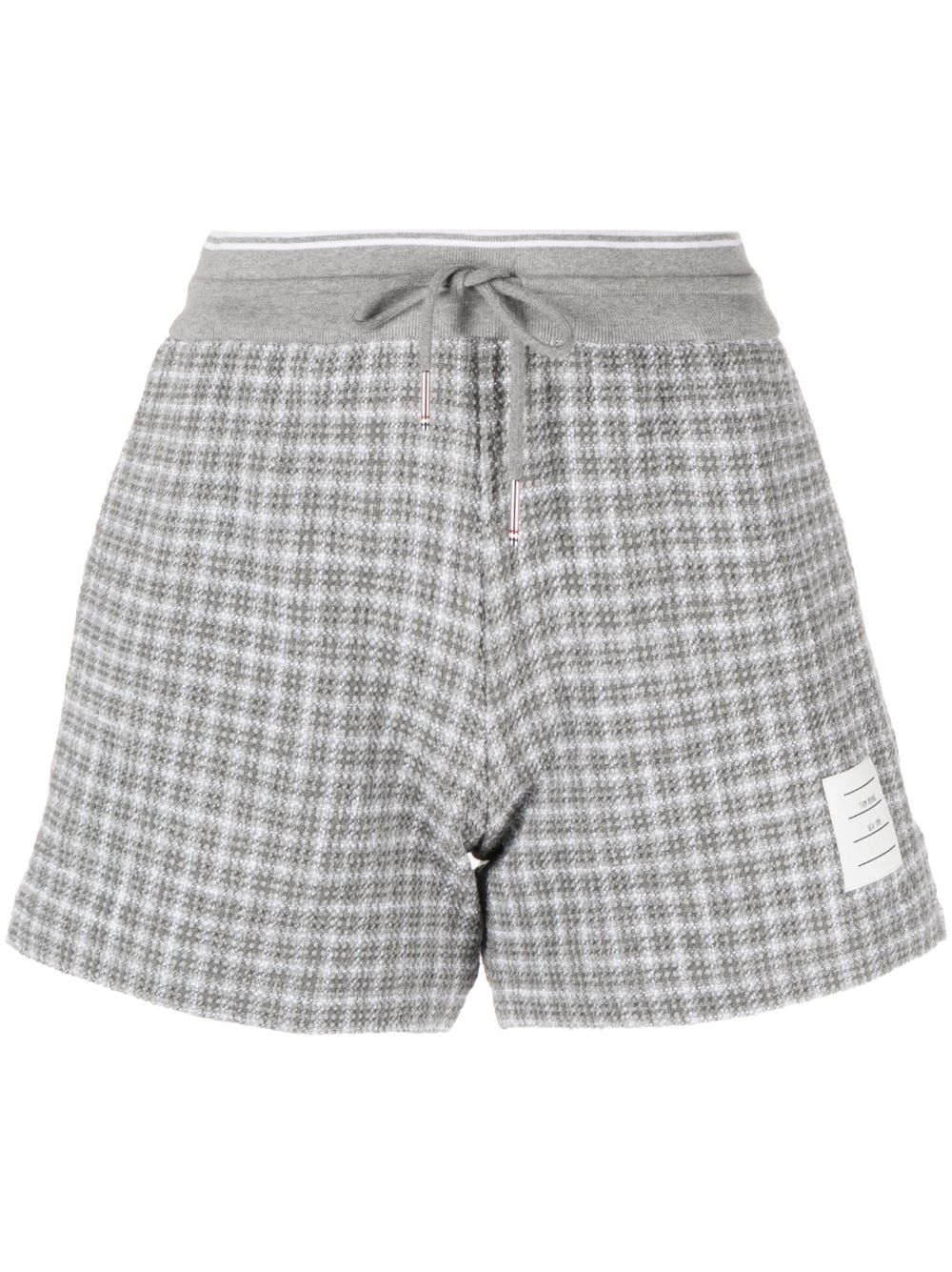 Thom Browne Checked Tweed Track Shorts Grey