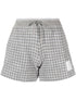 Thom Browne Checked Tweed Track Shorts Grey